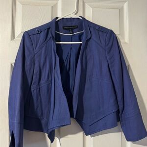 White House Black Market Purple-Blue Open Front Cropped Blazer